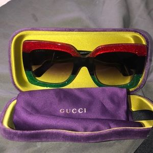 Square-frame acetate sunglasses (worn once)